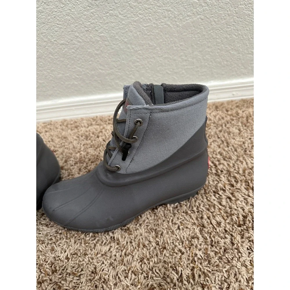 Sperry Saltwater Duck Boots Womens 8 Grey Waterproof Rain Snow STS84383